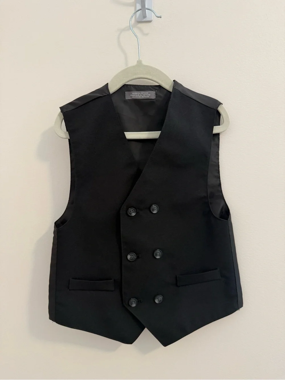 Boys Black Double-Breasted Dress Vest & Pants Set Size 6 - Picture 2 of 5